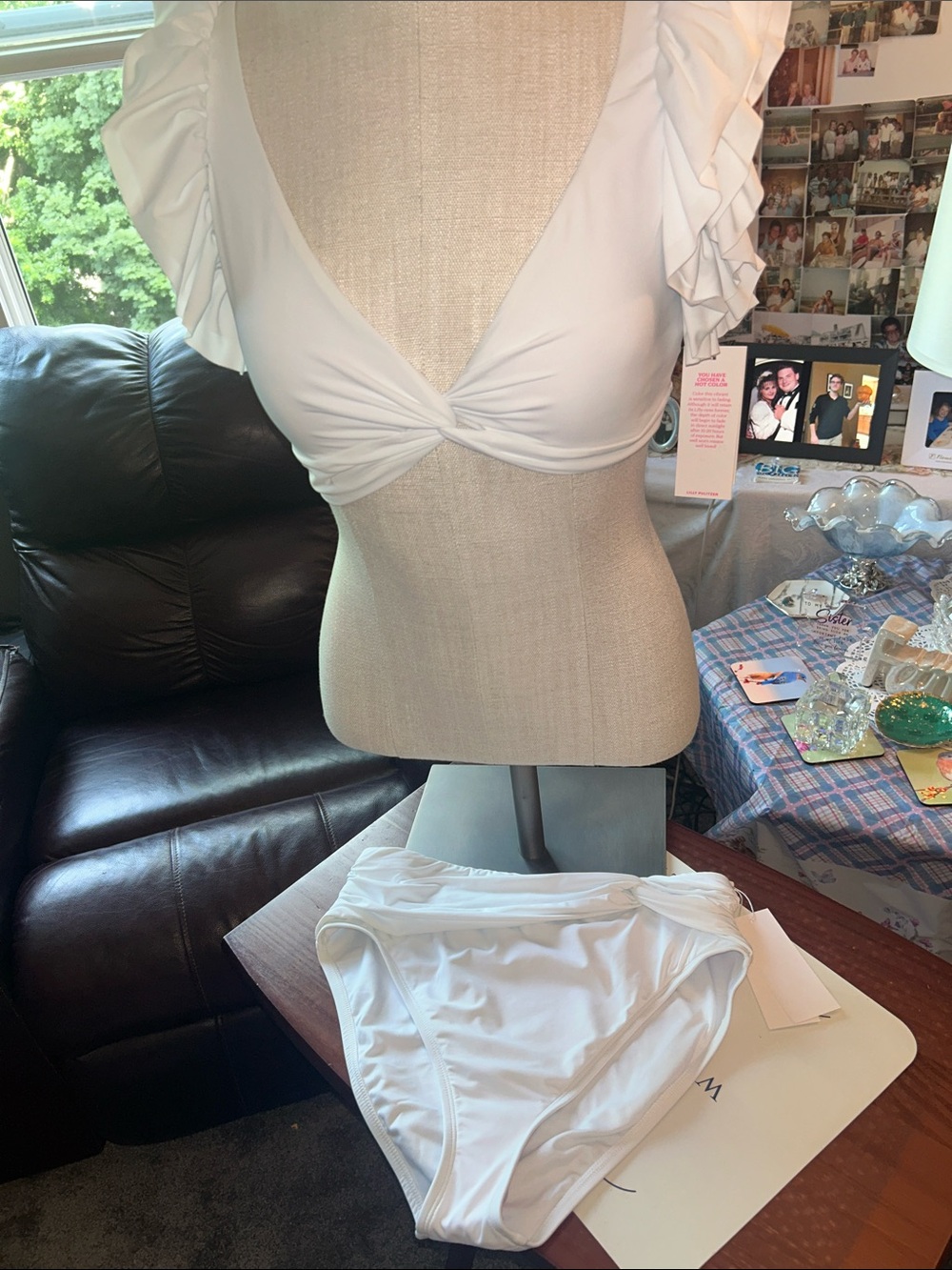 Lilly Pulitzer White Ruffle Sleeve Bikini Set - 2piece Swimwear Top 10 Bottom 8